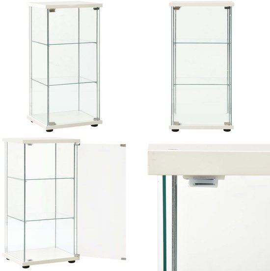 vidaXL Vitrine Verre Trempé Blanc - Armoire de Rangement - Armoires de rangement - Armoire de Rangement - Armoires de Rangement