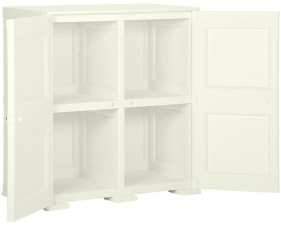 vidaXL Armoire de rangement Aspect bois 79x43x85-5 cm Plastique Couleur glace vanille - Armoire - Armoires - Placard - Casier de rangement
