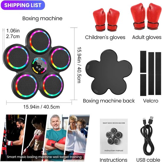 Machine De Boxe Musicale Avec Bluetooth – 9 Modes/vitesses, Cible En Mousse Haute Densité, LED Compteur, Pour Adultes/enfants, Entraînement Maison