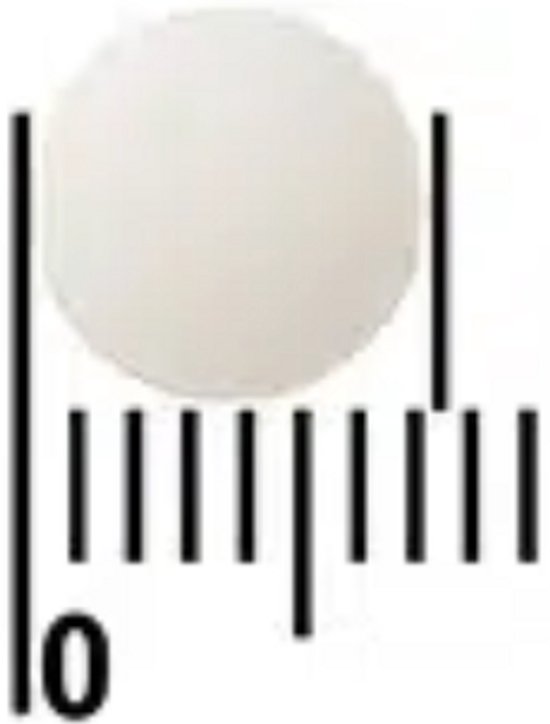 Een witte, ronde smelttablet met een maatverdeling.