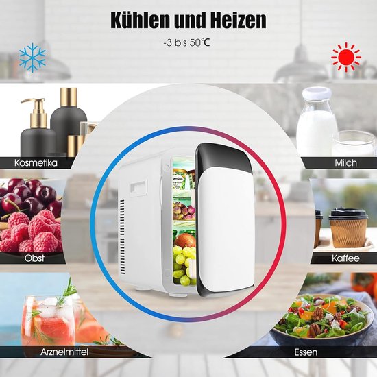 FANTASK 2-in-1 mini-koelkast, 15 liter, kleine koelkast met koel- en