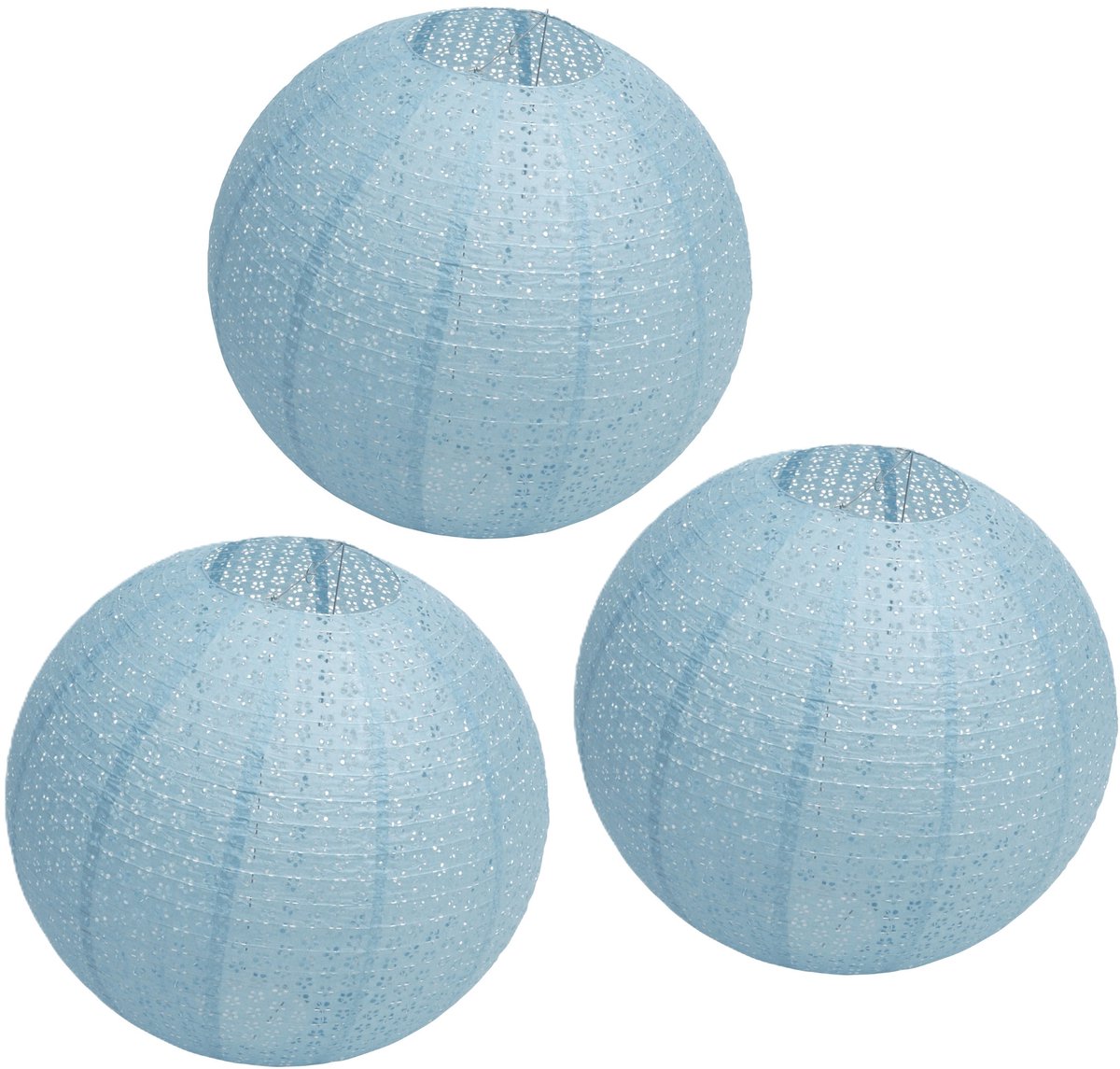 Chaks Lampion - 6x - luxueus - bolvormig - licht blauw - 40 x 37.5 cm - papier - gedecoreerd - feestartikelen/versiering