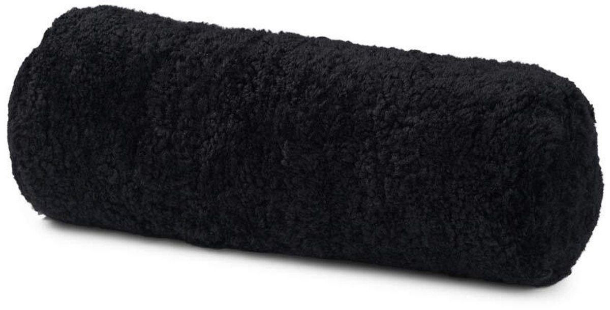 Sheepskin House Bolster Kussen - Kortharige Schapenvacht - 20x52 cm Black