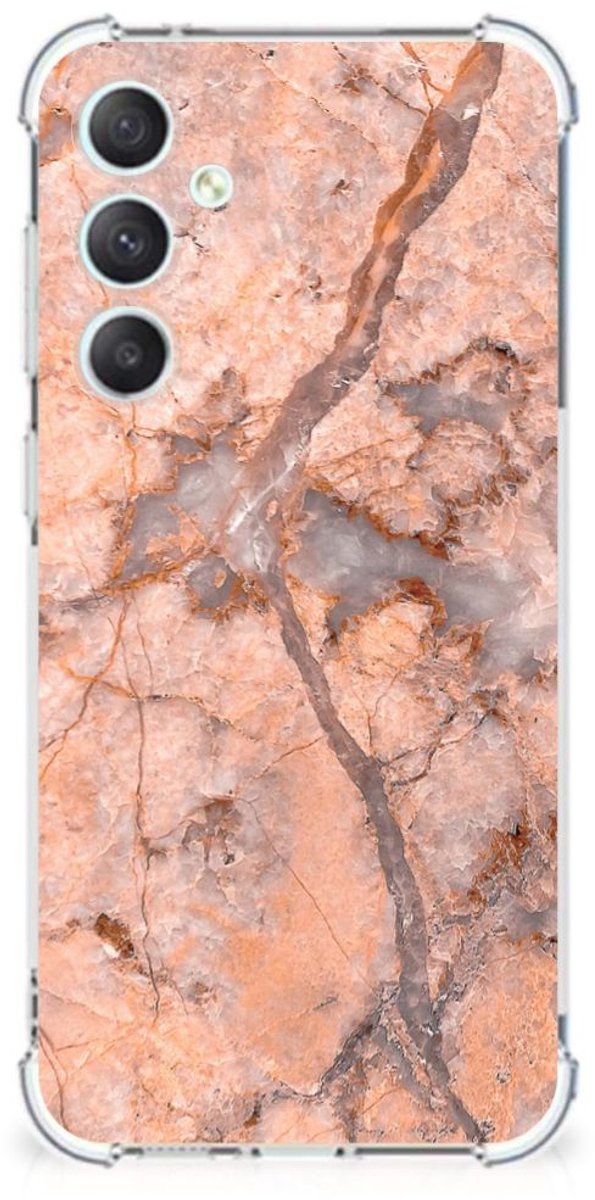 Samsung Galaxy S23 FE Anti-Shock Hoesje Marmer Oranje
