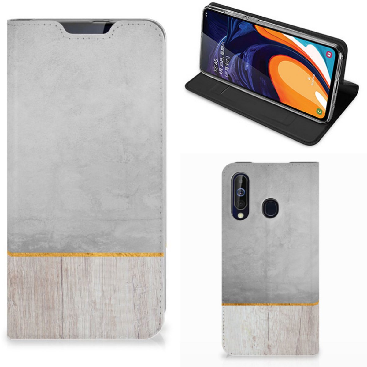 Samsung Galaxy A60 Book Wallet Case Wood Concrete