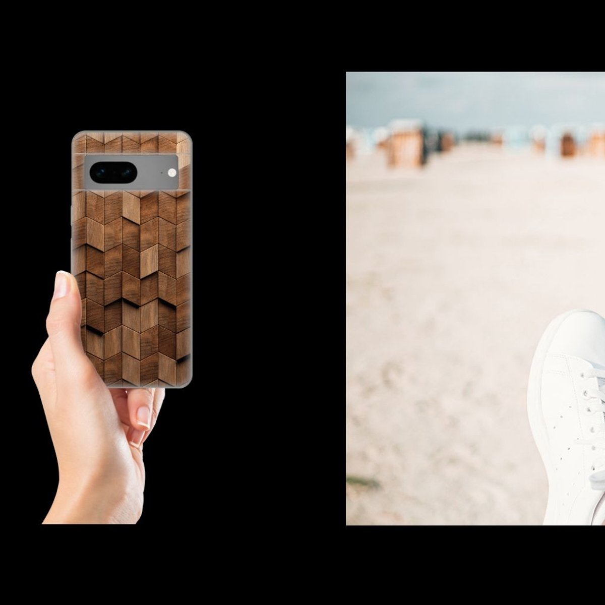 Bumper Hoesje voor Google Pixel 7 Wooden Cubes