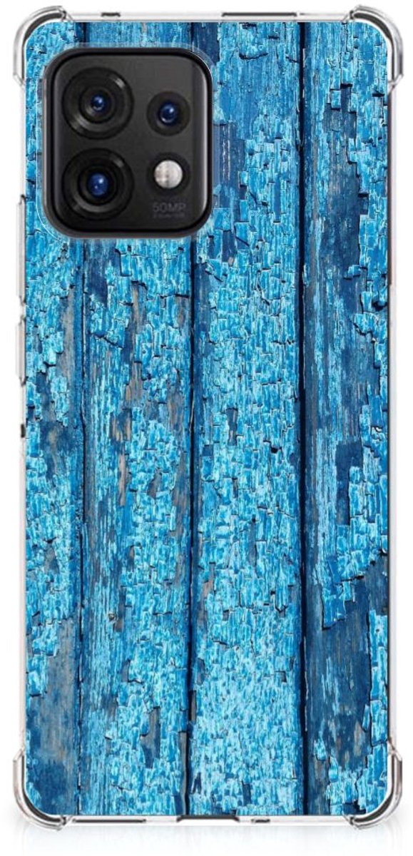 Motorola Edge 40 Pro Stevig Telefoonhoesje Wood Blue