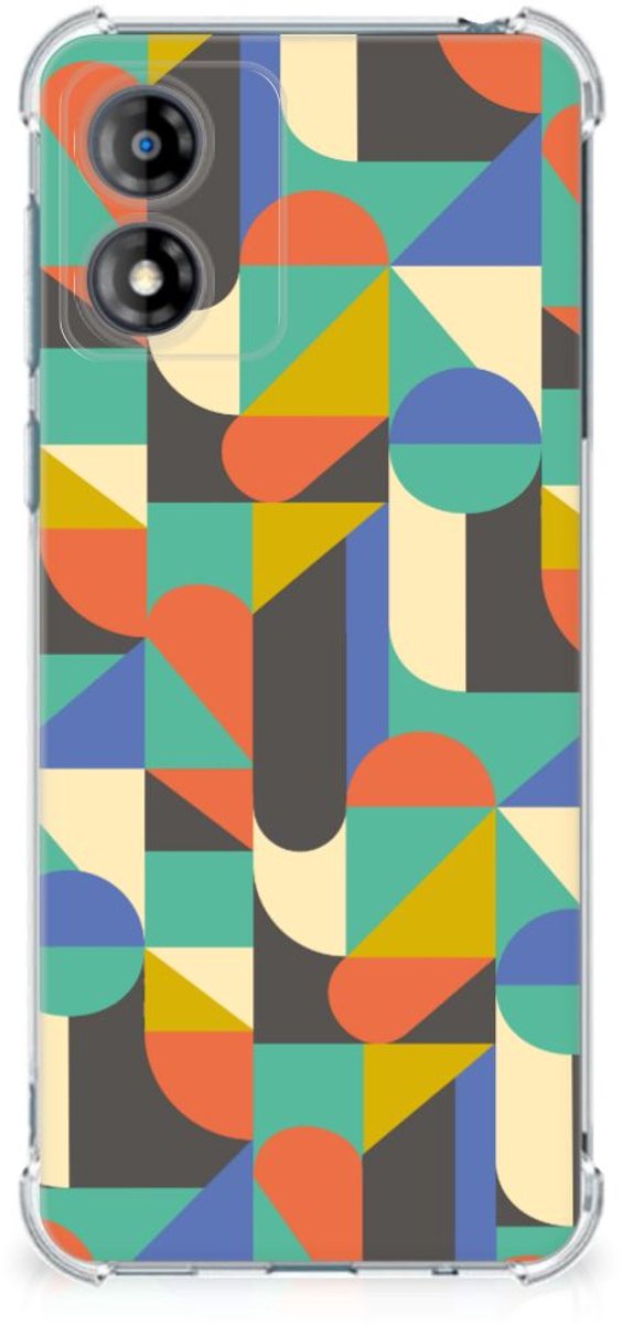 Motorola Moto E13 Doorzichtige Silicone Hoesje Funky Retro