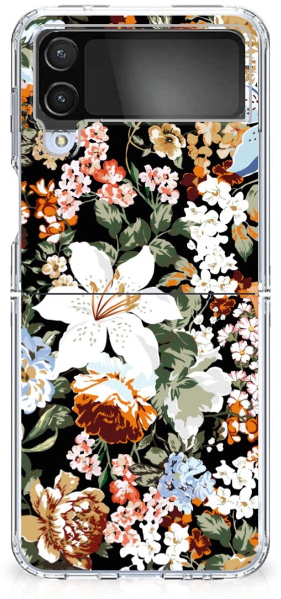TPU Case voor Samsung Galaxy Z Flip 4 Dark Flowers
