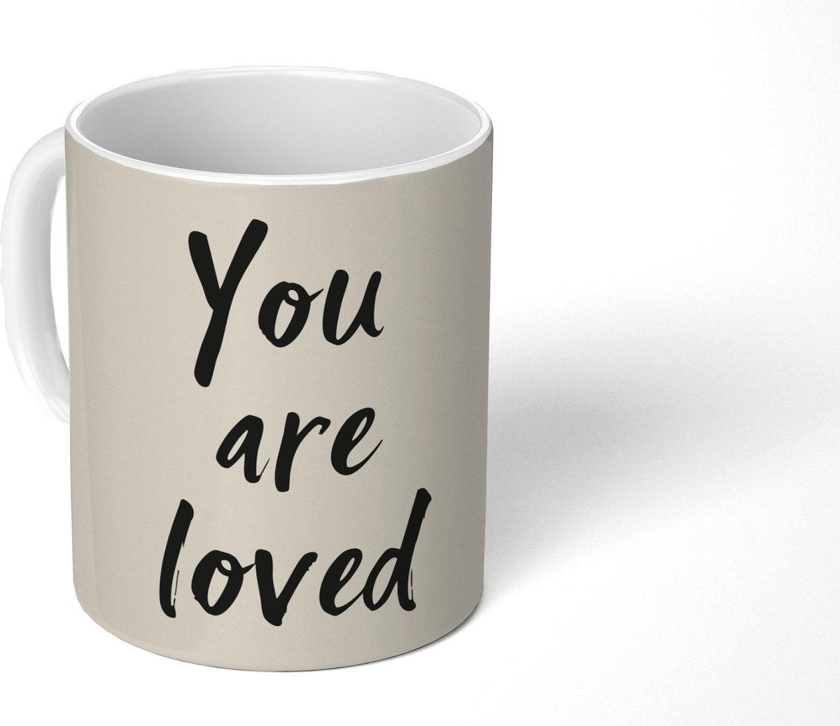 Mok - Koffiemok - Minimalistisch - Beige - Love - Mokken - 350 ML - Beker - Koffiemokken - Theemok