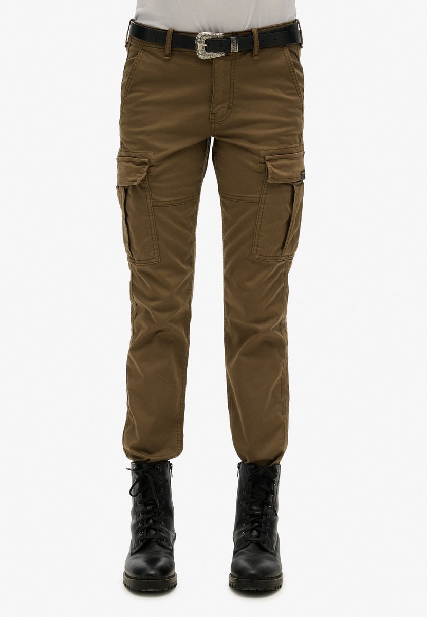 Superdry Slimfit cargobroek met middelhoge taille Dames Broeken Creme