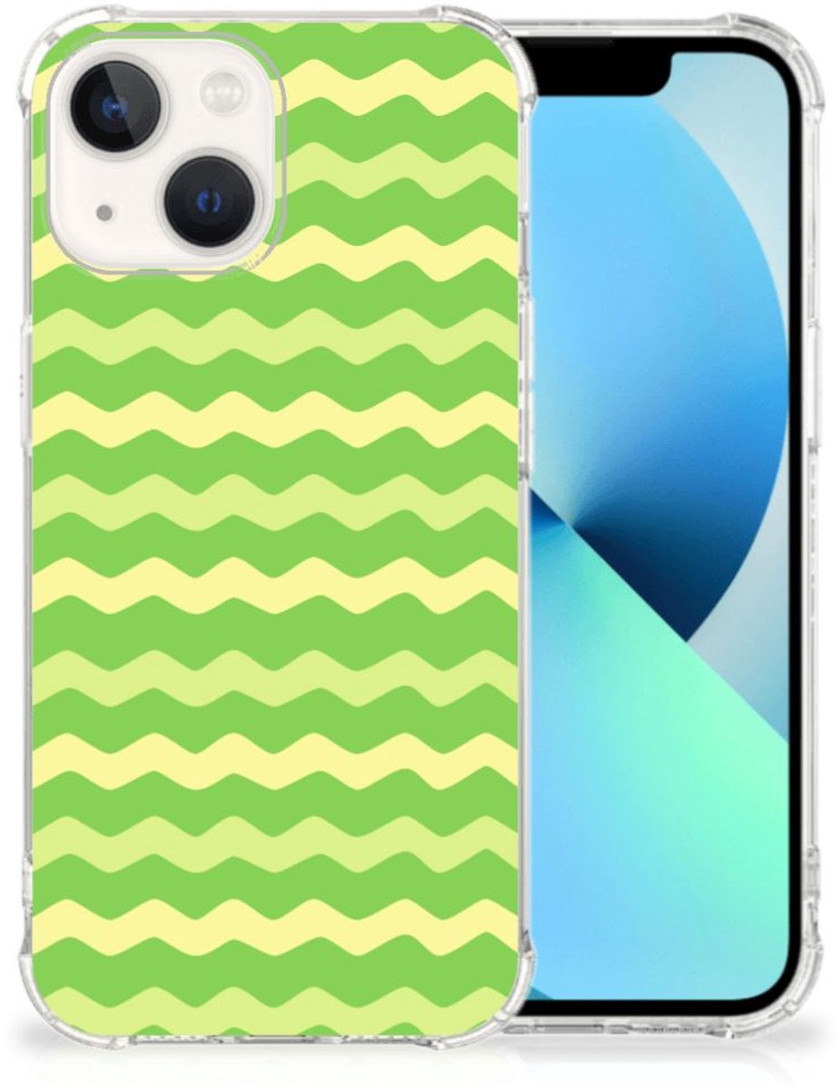 iPhone 13 Doorzichtige Silicone Hoesje Waves Green