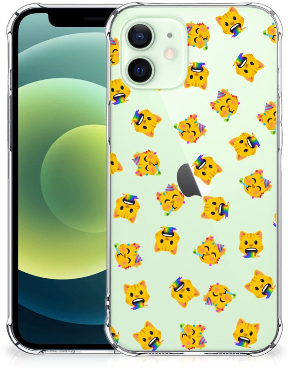 Doorzichtige Silicone Hoesje voor iPhone 12 Mini Katten Emojis