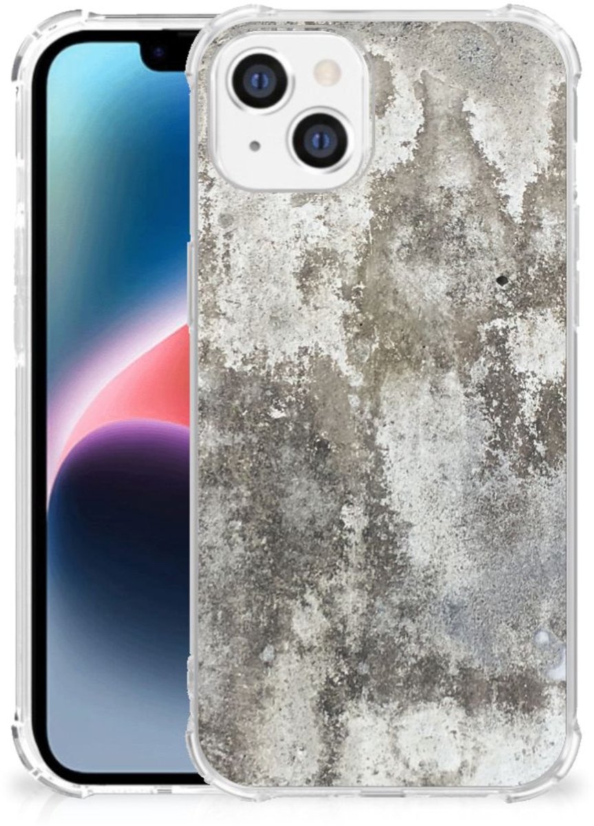 Apple iPhone 14 Plus Anti-Shock Hoesje Beton Print