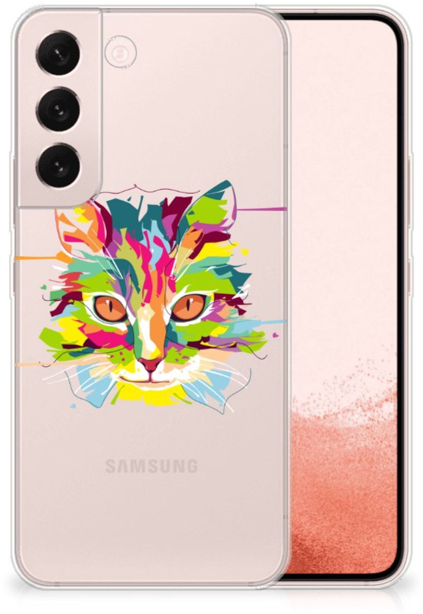Samsung Galaxy S22 Telefoonhoesje met Naam Cat Color
