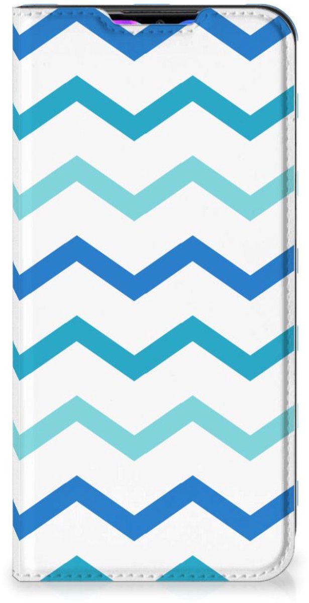 Xiaomi Redmi 9 Hoesje met Magneet Zigzag Blauw