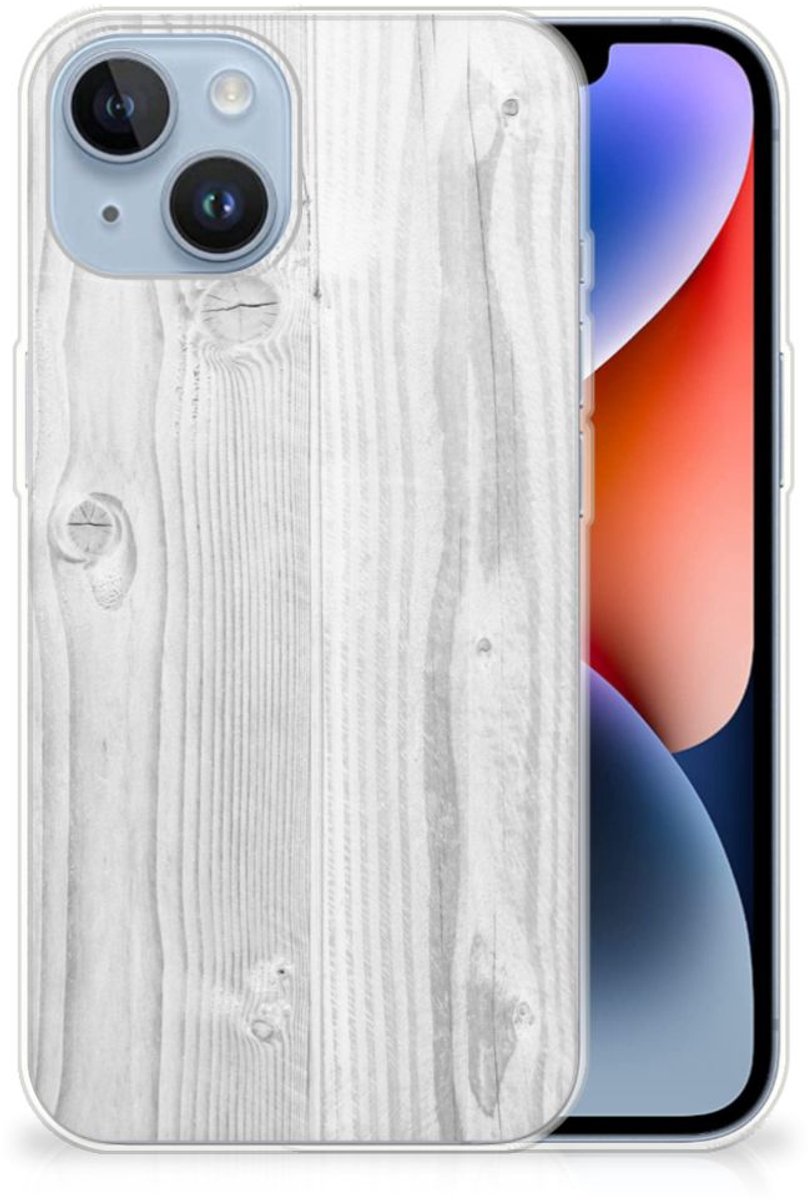 Apple iPhone 14 Bumper Hoesje White Wood