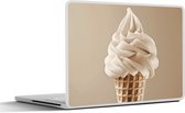 Laptop sticker - 14 inch - IJs - Softijs - Romig - Hoorntje - Beige - 32x5x23x5cm - Laptopstickers - Laptop skin - Cover