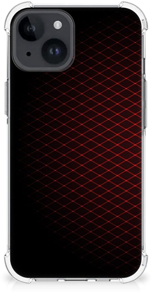 iPhone 15 Doorzichtige Silicone Hoesje Geruit Rood
