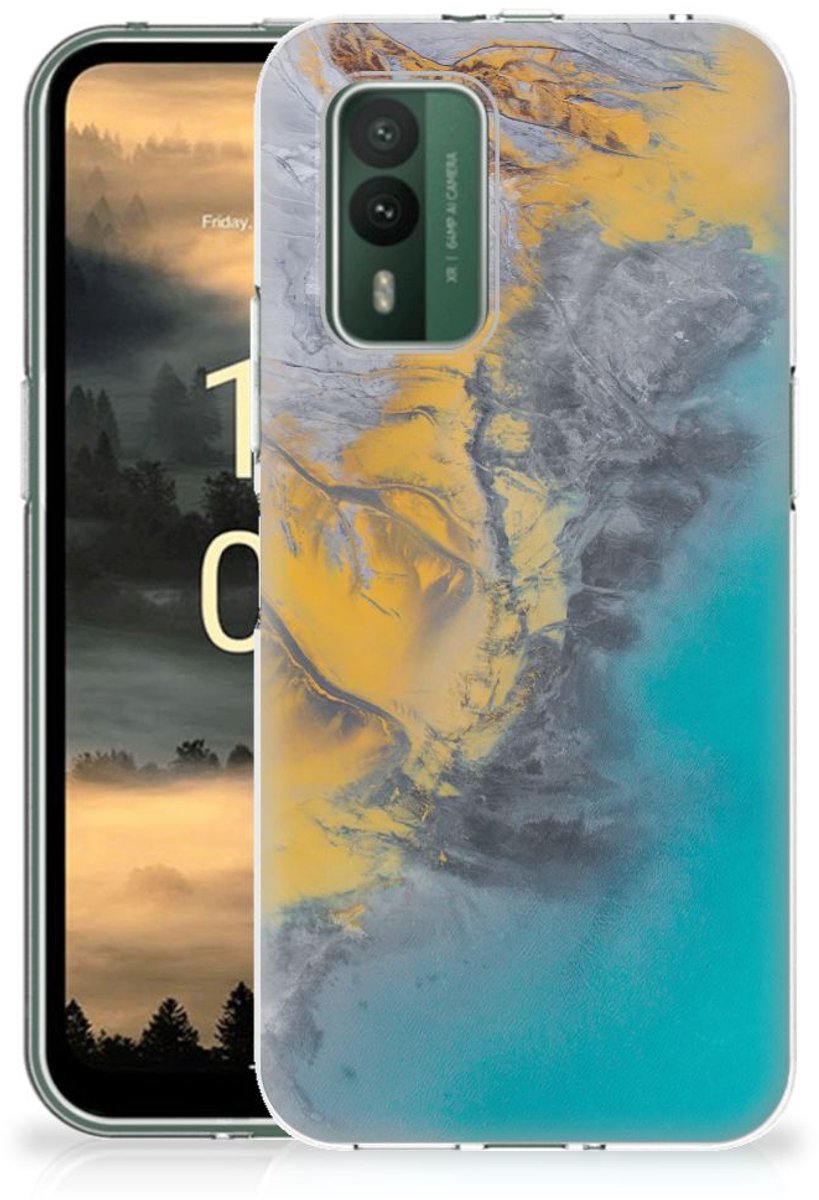 Nokia XR21 TPU Siliconen Hoesje Marble Blue Gold