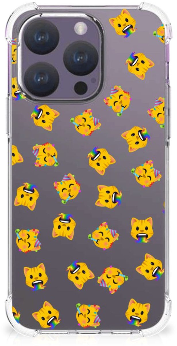 Doorzichtige Silicone Hoesje voor iPhone 15 Pro Katten Emojis