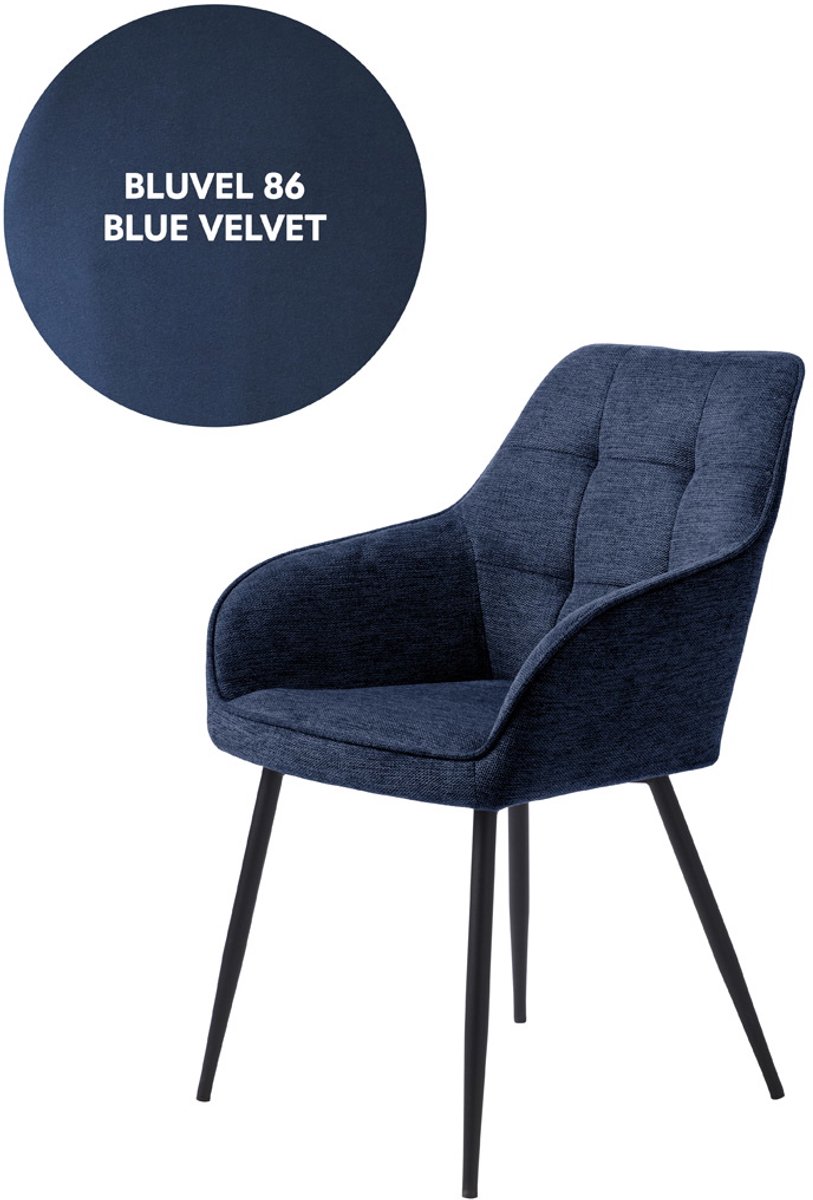 Giga Living Eetkamerstoel Nolan Square Blauw Velvet - Giga Living - Set van 2