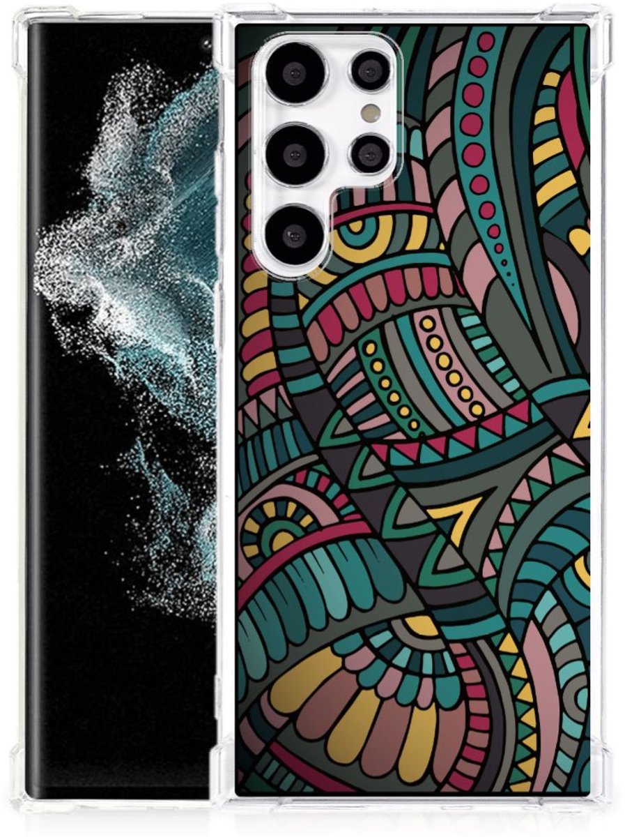 Samsung Galaxy S22 Ultra Doorzichtige Silicone Hoesje Aztec