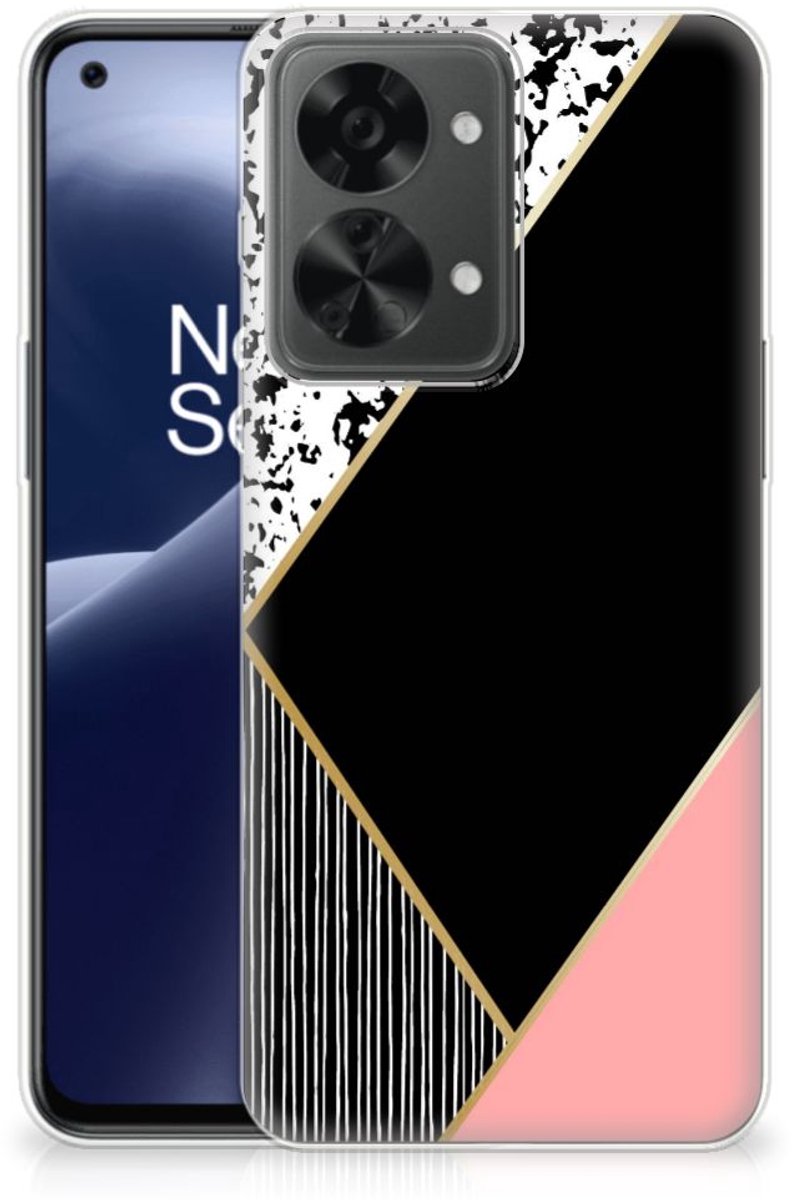 OnePlus Nord 2T TPU Hoesje Zwart Roze Vormen