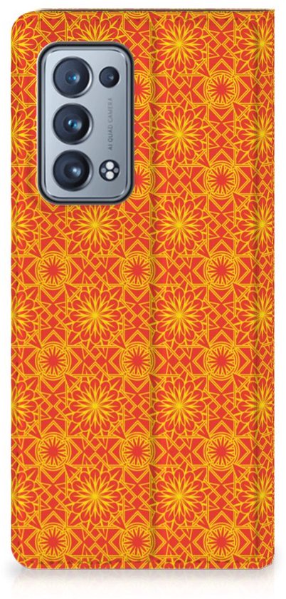 Coque Téléphone OPPO Reno 6 Pro Plus 5G Etui Portefeuille Batik Orange