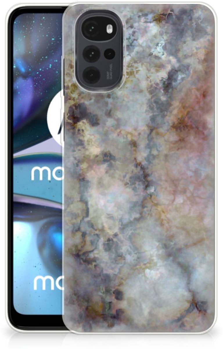 Motorola Moto G22 TPU Siliconen Hoesje Marmer Grijs