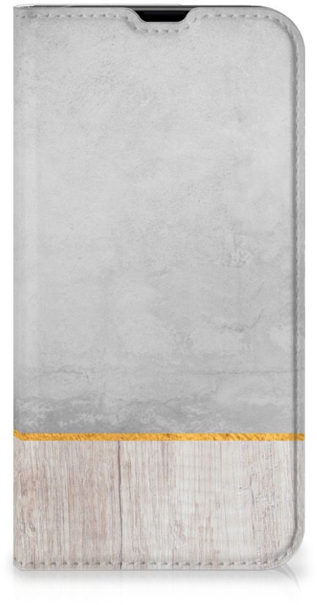 iPhone 13 Pro Book Wallet Case Wood Concrete