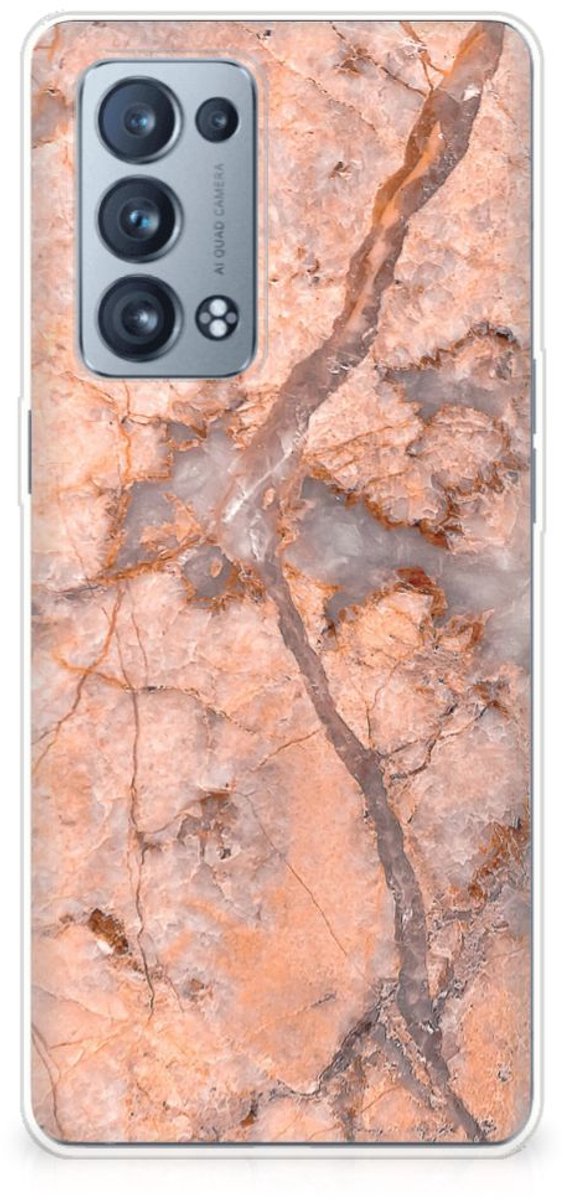 Back Cover voor OPPO Reno 6 Pro Plus 5G TPU Siliconen Hoesje Marmer Oranje