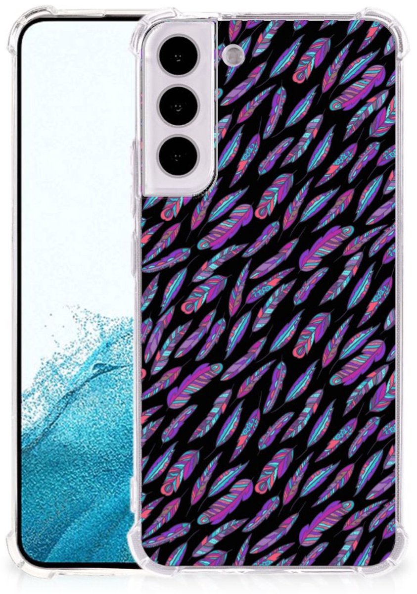 Samsung Galaxy S22 Plus Doorzichtige Silicone Hoesje Feathers Color