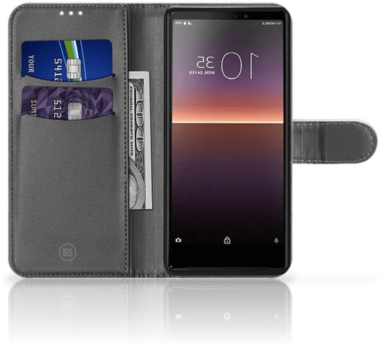 Coque Téléphone Sony Xperia 10 II Housse en Cuir Etui de Protection pour Peinture Rose Pourpre