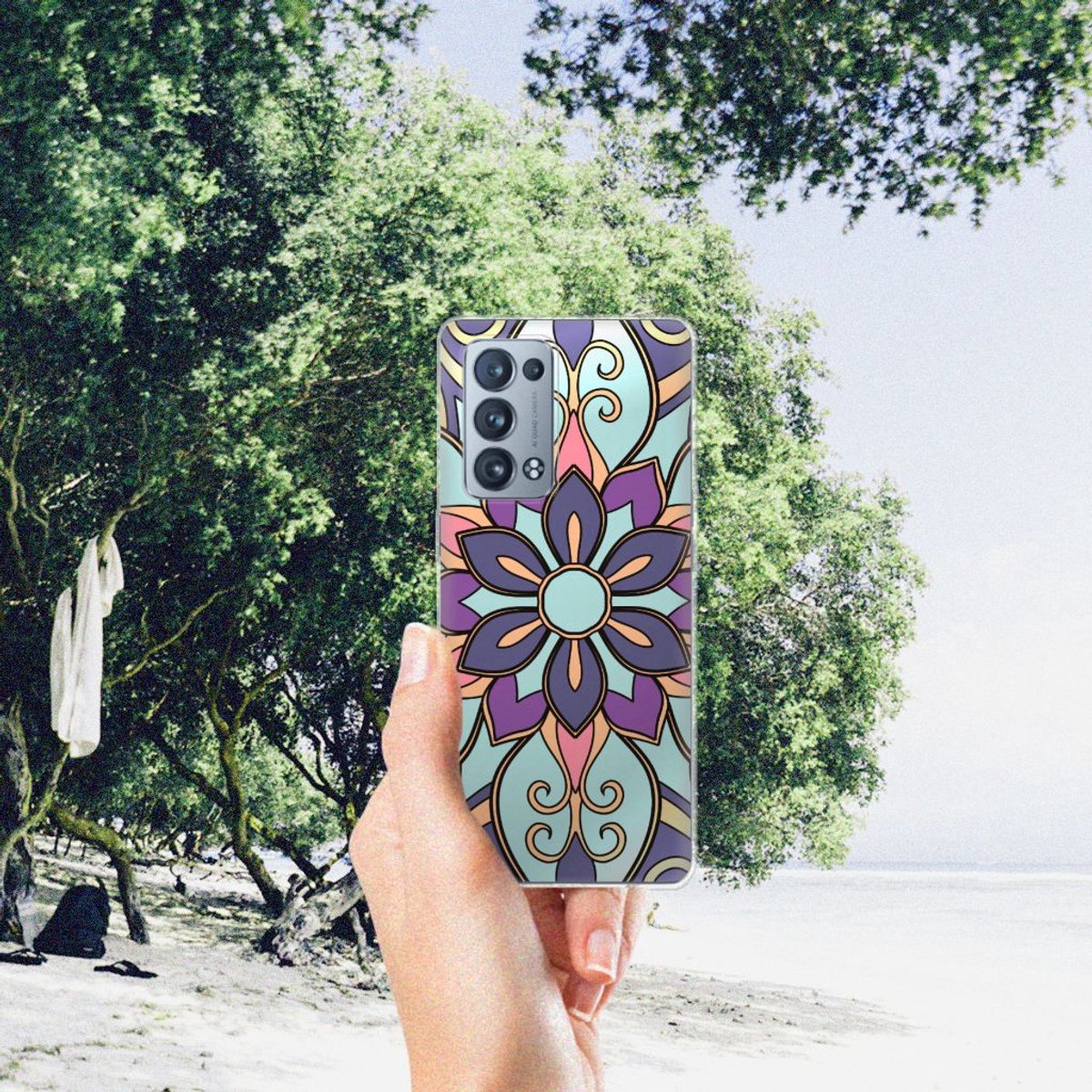 OPPO Reno 6 Pro Plus 5G TPU Case Purple Flower
