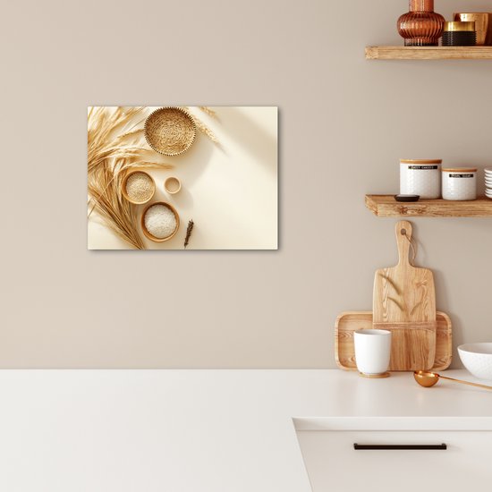 Tableau sur toile 40x30 cm - Décoration murale Céréales - Bois - Kom - Beige - Accessoires de Décoration murale - Décoration murale Cuisine - Peintures sur toile