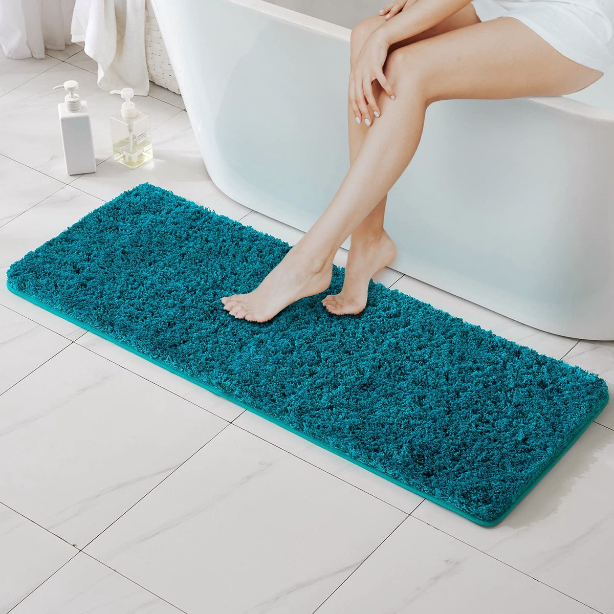 La'Moussawi ® Zachte Absorberende Mat Voor Badkamer En Woonruimte, Antislip, Comfortabele Voetmat, 45 x 120 cm, Turquoise