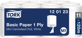 Poetspapier Tork basic M1 center 1lgs wit 120123 | Doos a 11 rol |