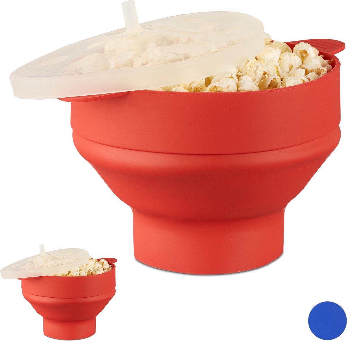 Relaxdays 2x popcorn maker siliconen - magnetron - popcorn popper - opvouwbaar - BPA-vrij