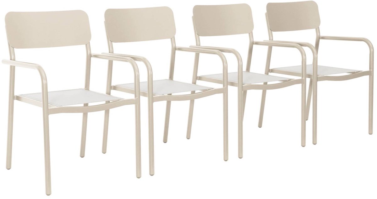 sweeek - Set van 4 stapelbare tuinstoelen savannah van aluminium en textileen, 57,5 x 54 x 86 cm