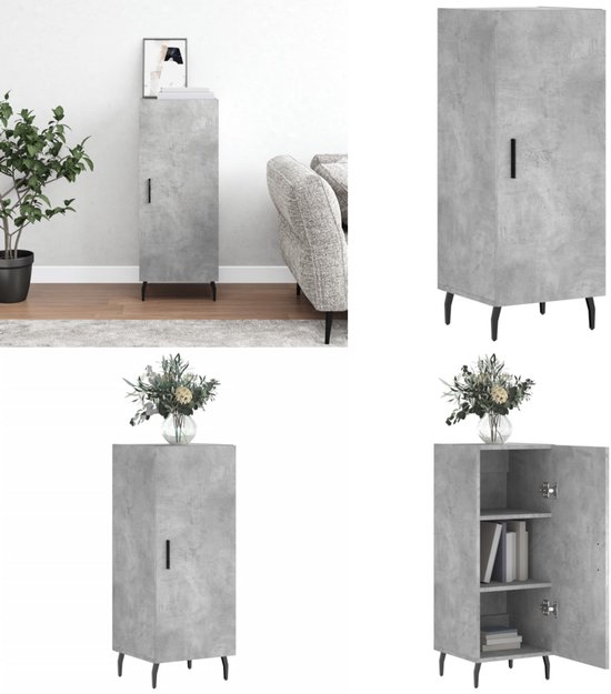 vidaXL Dressoir 34,5x34x90 cm bewerkt hout hoogglans wit, kast, opbergkast, zijkast, wandkast, bijzetkast, wand kast, kastje, woonkamerdressoir