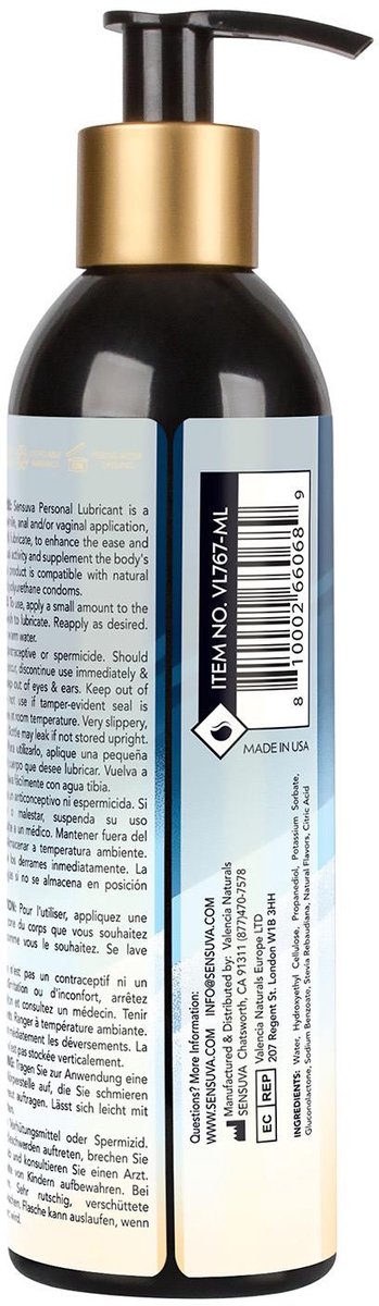 Sensuva - Ultra-Dik Waterbasis Glijmiddel Geurloos 240 ml