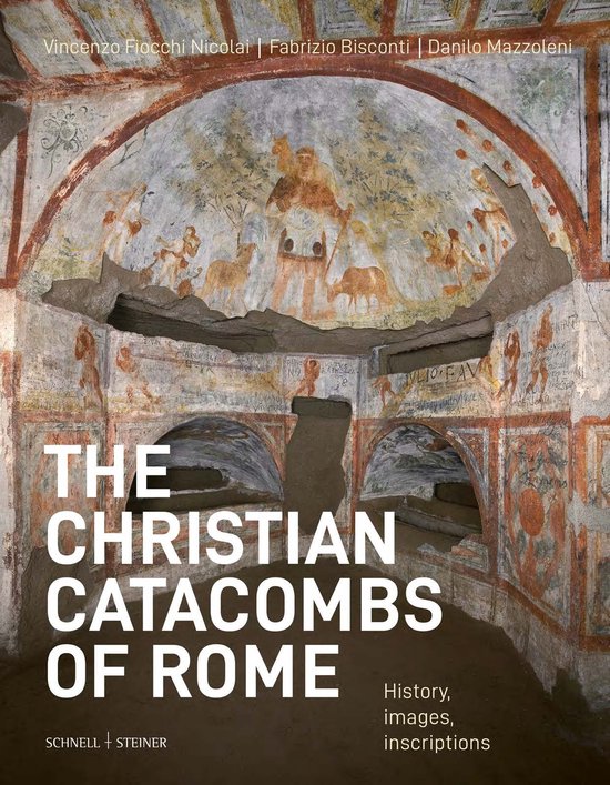 Boek 'The Christian Catacombs of Rome' met oude muurschilderingen en tekst in het Nederlands.