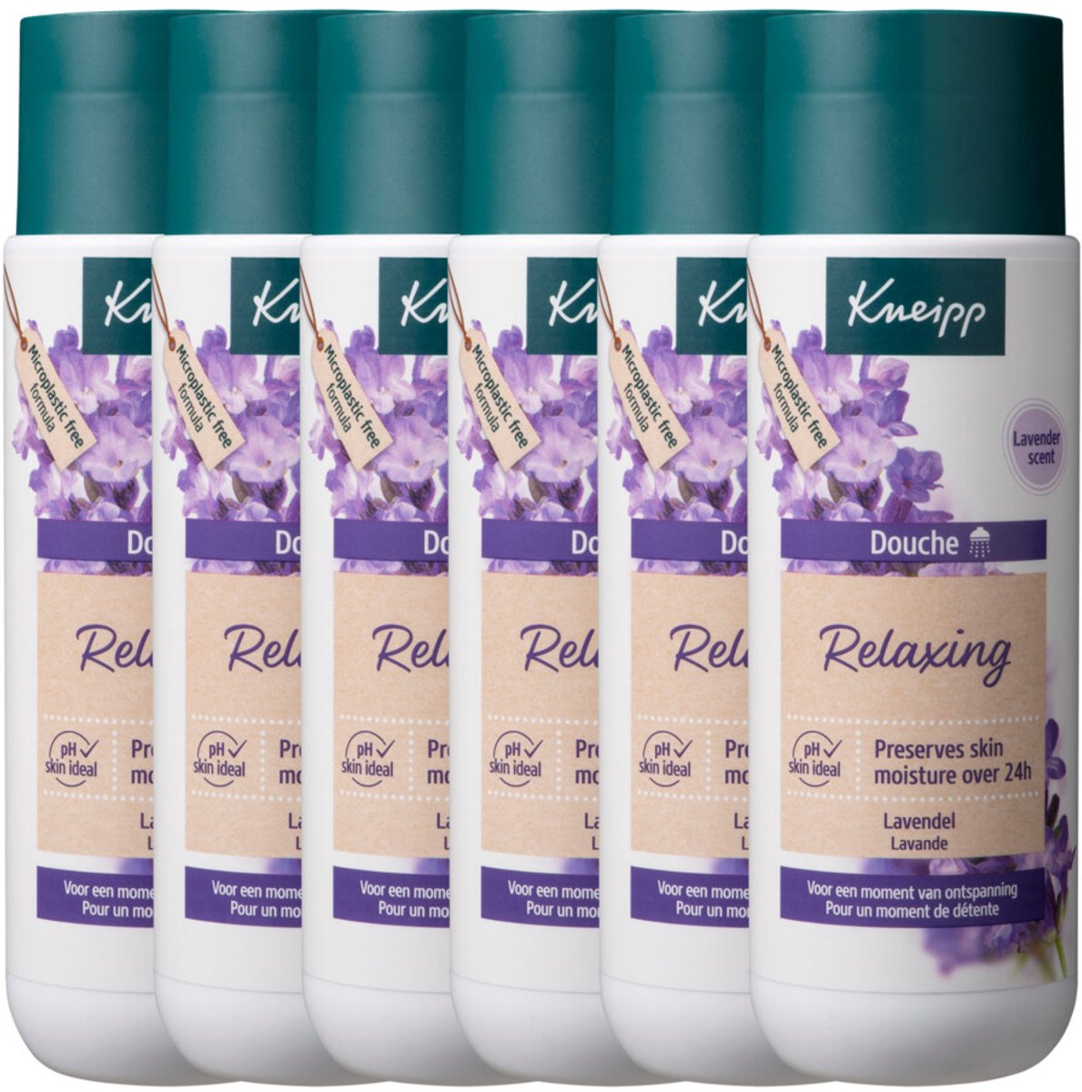 Kneipp Relaxing - Douchegel - Lavendel - In vernieuwde duurzame verpakking! - Voordeelverpakking - Grootverpakking - 6 x 200 ml