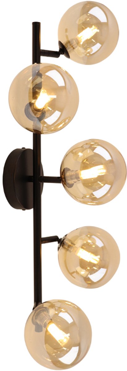 Olucia - REMO - Wandlamp - Amber / Zwart - Vorm: Rechthoek