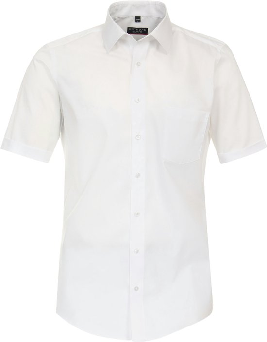 Chemise Redmond modern fit - manches courtes - popeline - blanc - Repassage facile - Taille col : 37/38