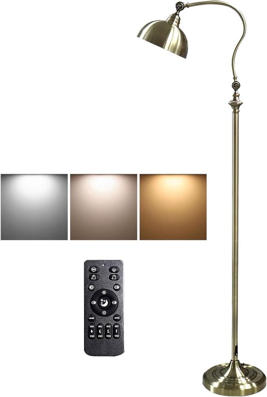 Vintage verstelbare staande lamp metalen kap voor woonkamer kantoor - industriële