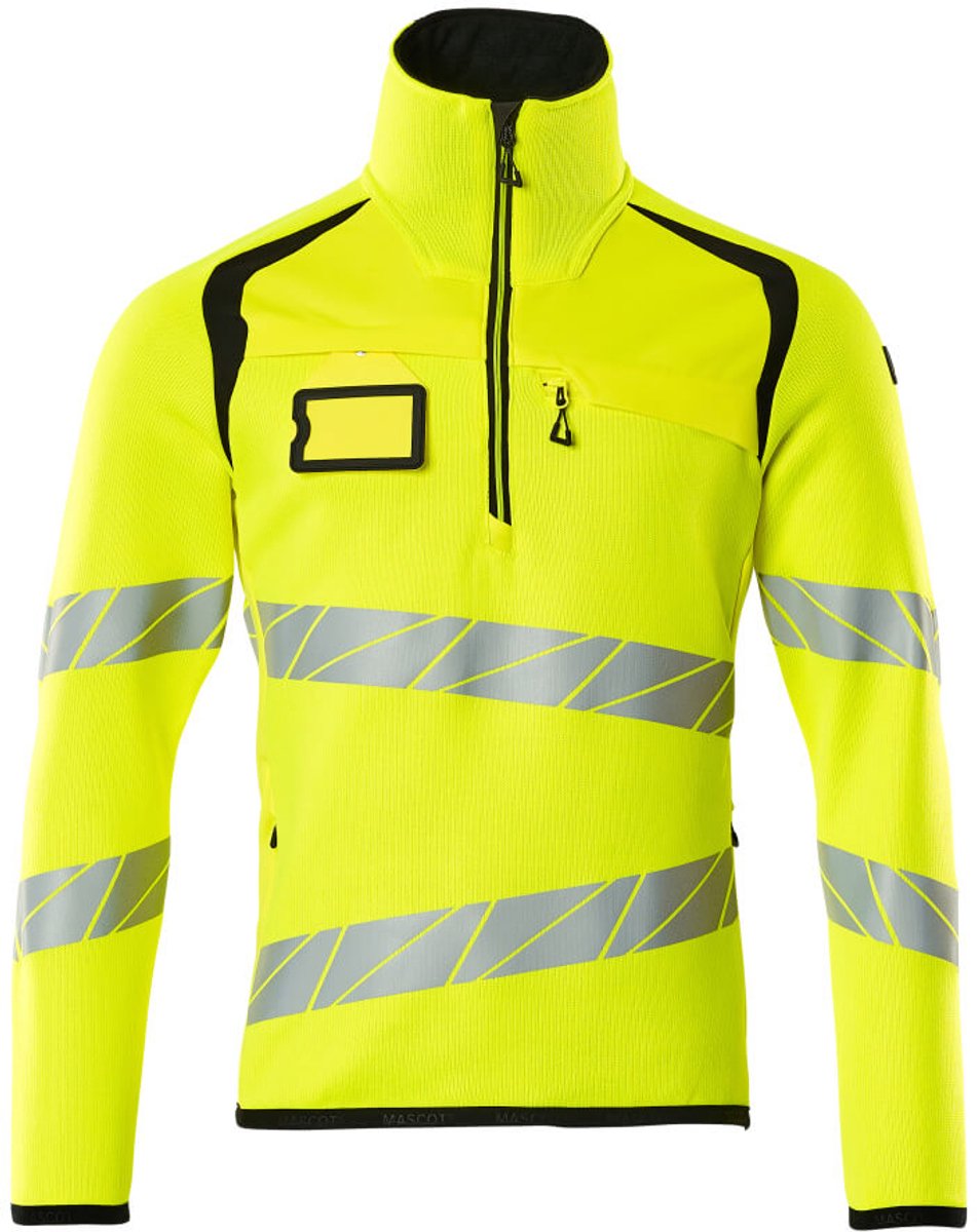 Mascot Accelerate Safe Gebreide trui met korte rits 19005-351 - Hi-Vis geel/zwart - 2XL