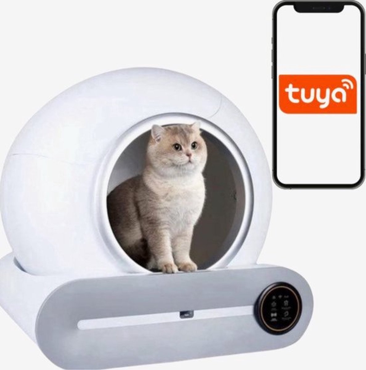 Zelfreinigende Kattenbak XXL – 65L – Automatisch – Electrische Kattenbak – Incl. App – Wit
