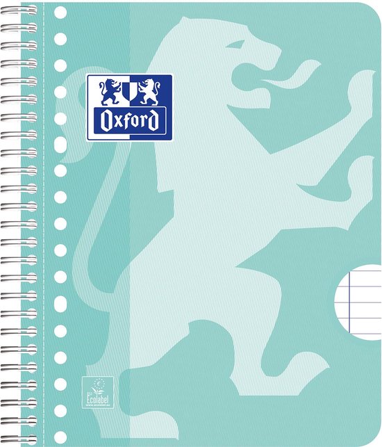 Carnet bleu sarcelle avec lion stylisé et logo Oxford.